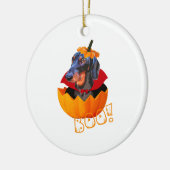 Halloween Sausage Dog Boo Pumpkin Dackel Keramik Ornament (Links)