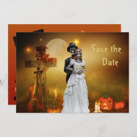 Halloween Save the Date Einladung (Vorne/Hinten)