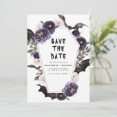 Halloween Save the Date Gothic Wedding Einladung (Stehend Vorderseite)