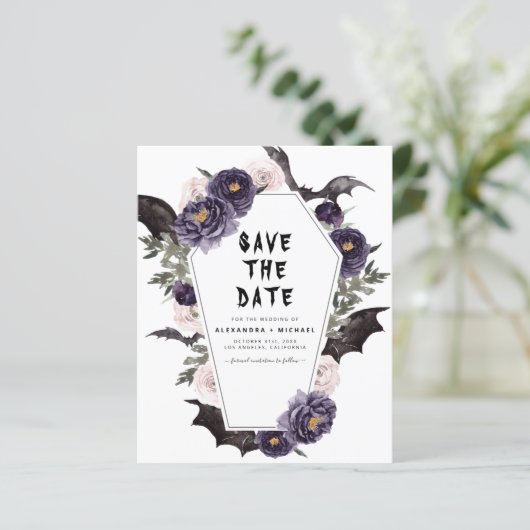 Halloween Save the Date gotische Hochzeit (Stehend Vorderseite)