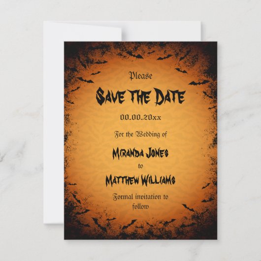Halloween Save the Date mit Fledermäusen (Vorderseite)