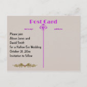 Halloween Save the Date mit Lila Liebe-Pop Ankündigungspostkarte (Rückseite)