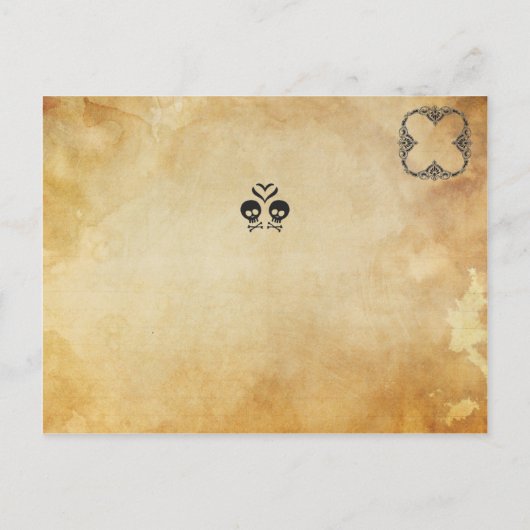 Halloween Save the Date - Skull & Crossbones Ankündigungspostkarte (Rückseite)