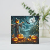 Halloween Scarecrow Feiertagskarte (Stehend Vorderseite)