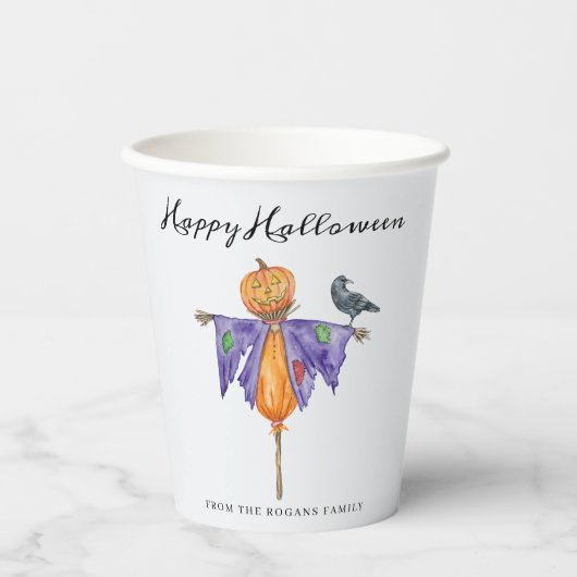 Halloween Scarecrow mit Pumpkin Pappbecher (Vorderseite)