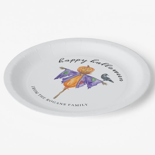 Halloween Scarecrow mit Pumpkin Pappteller (Schrägansicht)