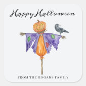 Halloween Scarecrow mit Pumpkin Quadratischer Aufkleber (Vorderseite)