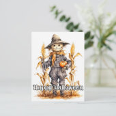 Halloween Scarecrow Pumpkin Postkarte (Stehend Vorderseite)