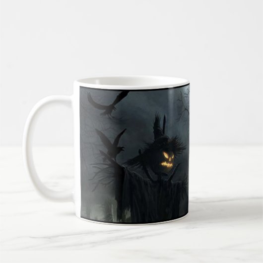 Halloween Scarecrow Spooky Beängstigend Spuk Oktob Kaffeetasse (Links)