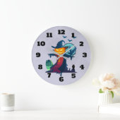 Halloween Scarecrow With Bats Crow And Owl Große Wanduhr (Zuhause)