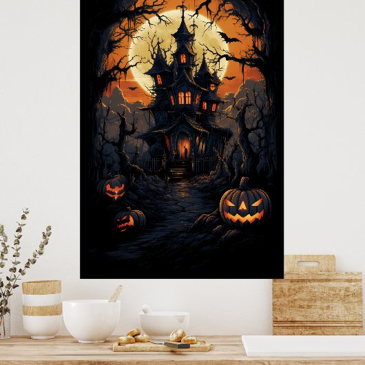 Halloween Scarecrow's Haunting Castle Poster (Küche)