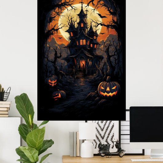 Halloween Scarecrow's Haunting Castle Poster (Heimbüro)