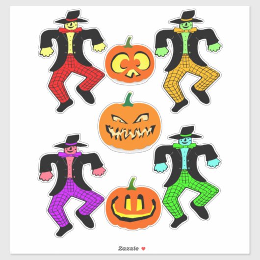 Halloween Scarecrows Jacko Lantern Kürbiskunst Aufkleber (Blatt)