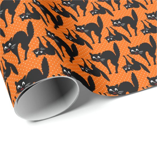 Halloween Scaredy Cat Geschenkpapier (Rolleneckpunkt)