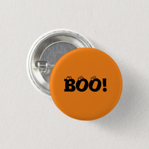 Halloween Scary Boo! eyeballs black orange Button