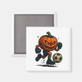 Halloween Scary Pumpkin Showing Soccer Skills Spoo Magnet (Vorderseite/Rückseite)