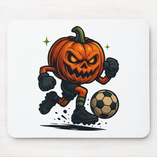Halloween Scary Pumpkin Showing Soccer Skills Spoo Mousepad (Vorne)