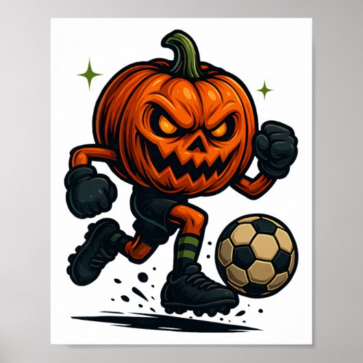 Halloween Scary Pumpkin Showing Soccer Skills Spoo Poster (Vorne)