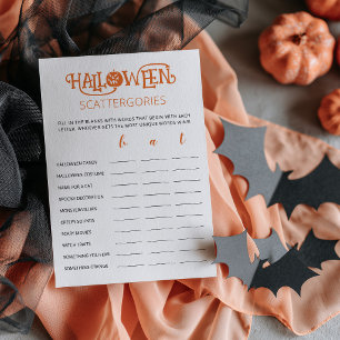 Halloween Scattergories Party-Spielkarte Einladung