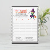 Halloween Scattergories Spielkarten mit Hexe (Stehend Vorderseite)