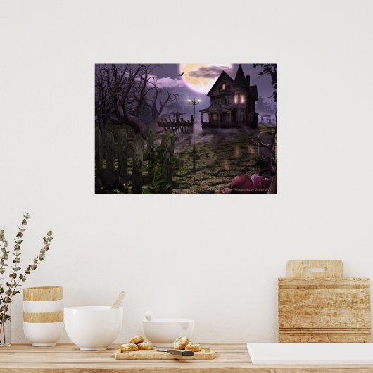 Halloween Scene 28" x 20" Poster (Küche)