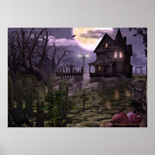Halloween Scene 28" x 20" Poster (Vorne)