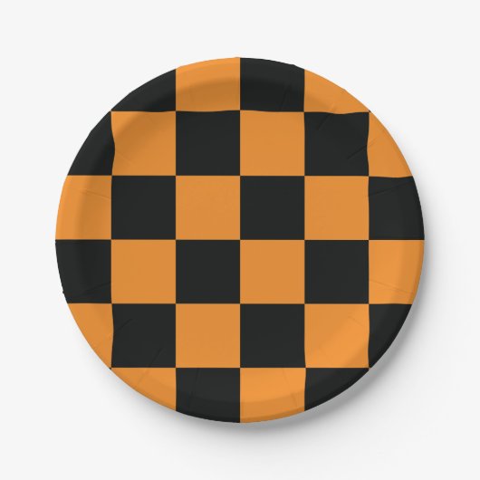 Halloween-Schachbrett-Muster Pappteller (Vorderseite)