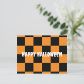 Halloween-Schachbrett-Muster Postkarte (Stehend Vorderseite)