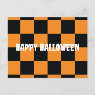 Halloween-Schachbrett-Muster Postkarte