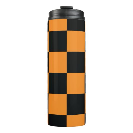 Halloween-Schachbrett-Muster Thermosbecher (Vorderseite)