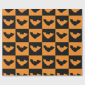 Halloween-Schachbretter Muster mit Fledermäusen Geschenkpapier (Flach)