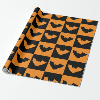 Halloween-Schachbretter Muster mit Fledermäusen Geschenkpapier