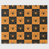 Halloween Schachbretter Muster mit Spidern Geschenkpapier (Flach)