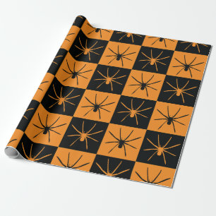 Halloween Schachbretter Muster mit Spidern Geschenkpapier