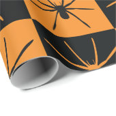 Halloween Schachbretter Muster mit Spidern Geschenkpapier (Rolleneckpunkt)