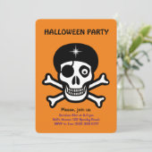 Halloween-Schädel auf orangefarbener Einladung (Stehend Vorderseite)