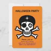 Halloween-Schädel auf orangefarbener Einladung (Vorderseite)
