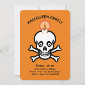 Halloween-Schädel auf orangefarbener Einladung (Vorderseite)