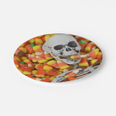 Halloween-Schädel Pappteller (Schrägansicht)
