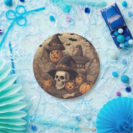 Halloween-Schädel Pappteller (Party)