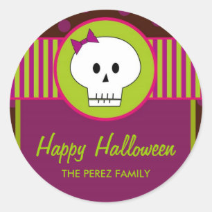 Halloween-Schädel, runde Gefallen-Tags/ Aufkleber