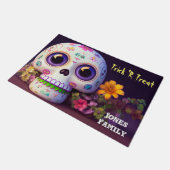 Halloween Schädel und Blume Türmchen Fußmatte (Schrägansicht)
