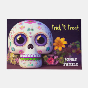 Halloween Schädel und Blume Türmchen Fußmatte