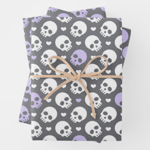 Halloween-Schädel und süße Herzen-Geschenkpapier Geschenkpapier Set