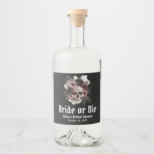 Halloween-Schädelbrille oder Die Brautparty Alkoholflaschenetikett (Vorderseite)