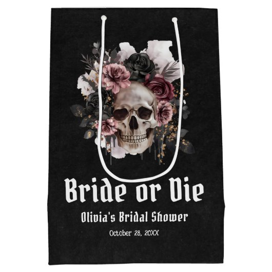 Halloween-Schädelbrille oder Die Brautparty Mittlere Geschenktüte (Rückseite)