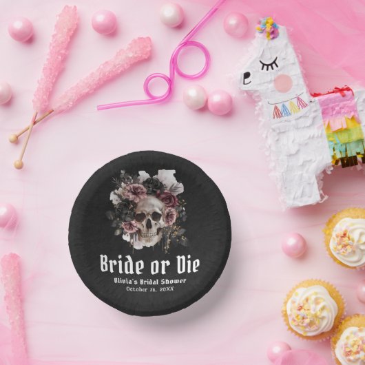 Halloween-Schädelbrille oder Die Brautparty Pappteller (Party)