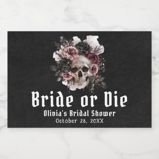 Halloween-Schädelbrille oder Die Brautparty Schaumweinetikett (Einzelnes Label)