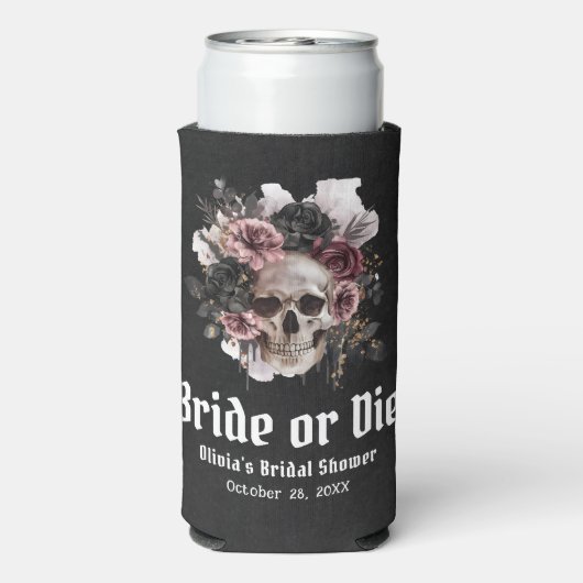 Halloween-Schädelbrille oder Die Brautparty Selters Dosenkühler (Seltzer Rückseite)