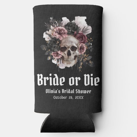 Halloween-Schädelbrille oder Die Brautparty Selters Dosenkühler (Rückseite)